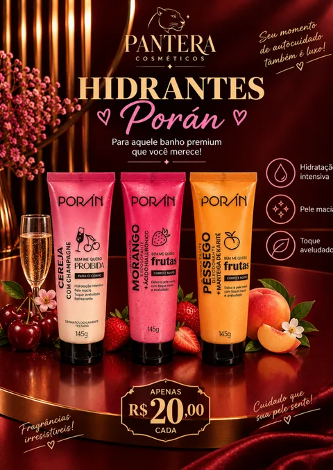 Página dos hidratantes Porán, R$ 20,00 cada