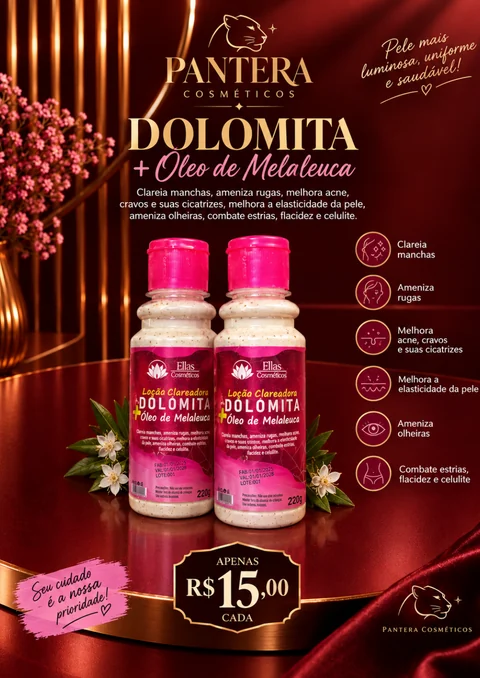Página da Loção Clareadora Dolomita com Óleo de Melaleuca, R$ 15,00